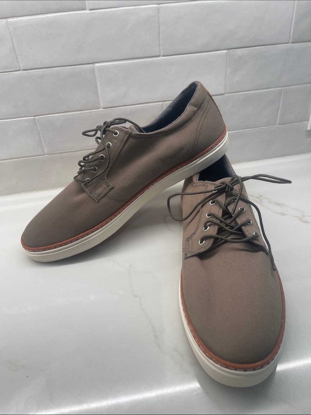 Gant Men’s Brown Canvas Boat Shoes with White Sole Sz 12 from Nordstrom